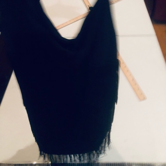 Ella Moss black size Small black fringe camisole dress up or down NWOT - Picture 8 of 10